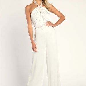 Ivory Satin Jumpsuit